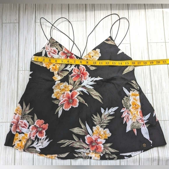 Volcom Good to Be You Cami in Strappy Black and Green Floral Size XS - Picture 7 of 12